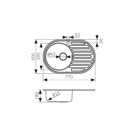 KSS-7750L Мойка из нержавеющей стали KAISER 770x500*180
